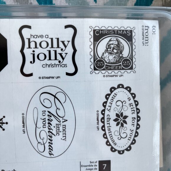 NEW Stampin' Up! Christmas Punch Wood Mount Rubber Stamps, UNMOUNTED, Set of 7 - Picture 2 of 4